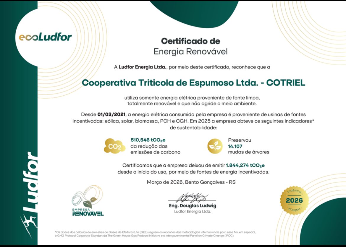Imagem/Reprodução: Cotriel- Cooperativa Triticola de Espumoso