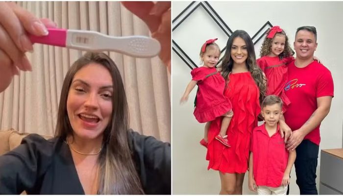A influenciadora Brenda Nathielle tem três filhos e está grávida do quarto — Foto: Montagem/g1