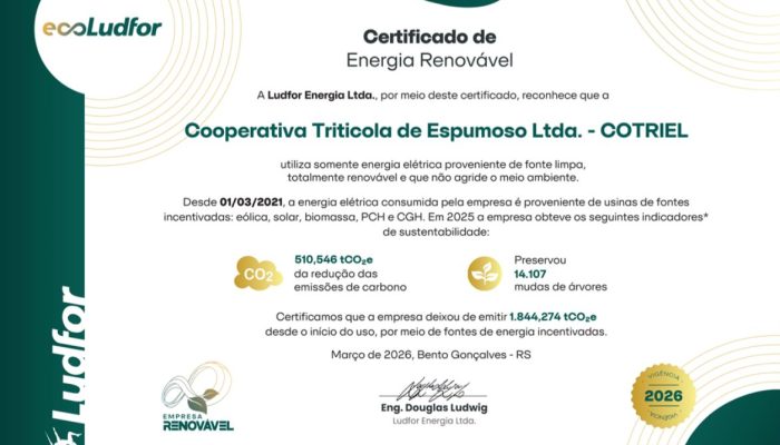 Imagem/Reprodução: Cotriel- Cooperativa Triticola de Espumoso