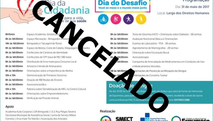 dia do desafio e da cidadania CANCELADO