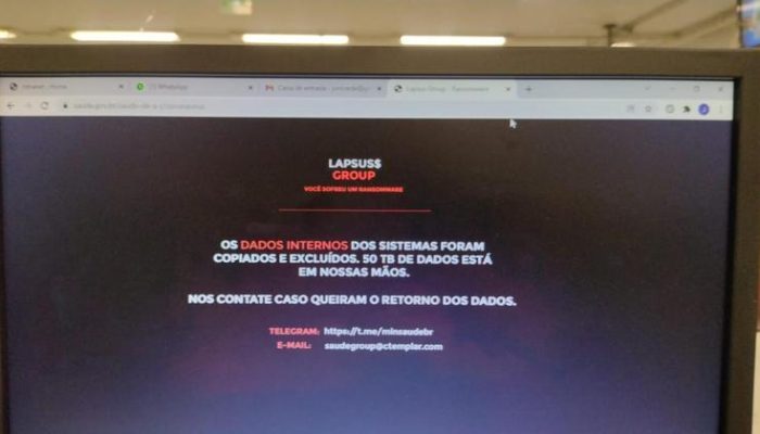 Hackers pedem resgate por dados copiados do site do Ministério da Saúde
REPRODUÇÃO