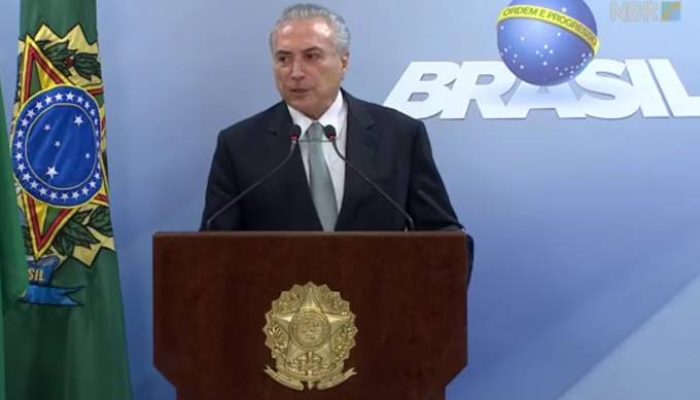 Presidente Michel Temer faz pronunciamento após delação da JBS (NBR/Reprodução)