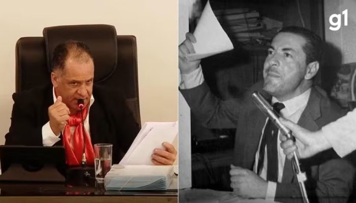 À esquerda, o vereador de Viamão, Luisinho do Espigão; à direita, o ex-governador Leonel Brizola — Foto: Montagem: Reprodução/Câmara Municipal de Viamão e Acervo Agência Senado