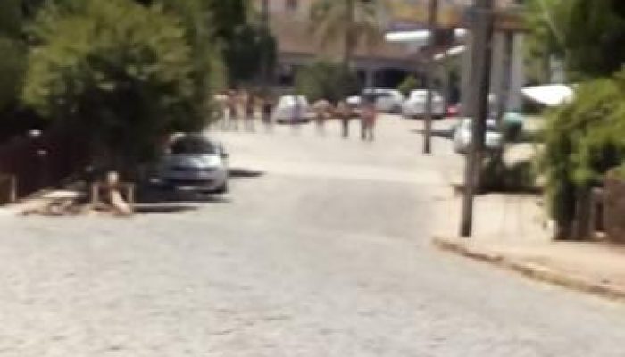 Quadrilha formou cordão humano com populares (Foto: Reprodução / Facebook)